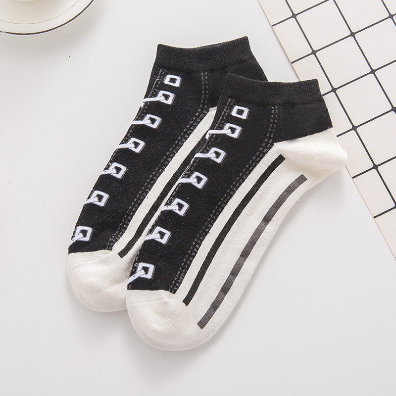 Kreative lustige Schuhabdruck Kurze Socke