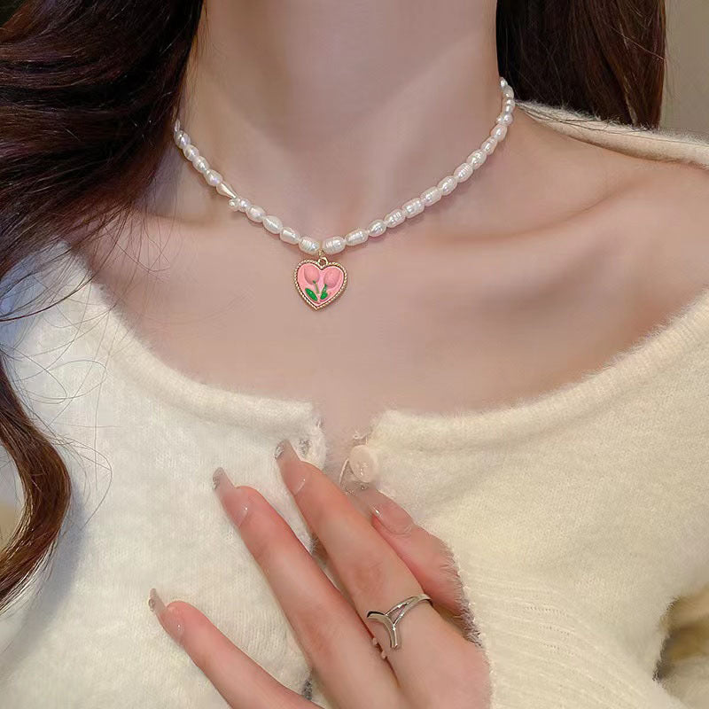Tulpe Perlen Halskette