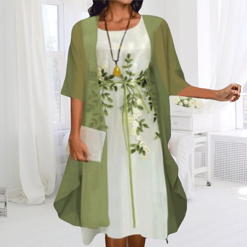 Elegantes Spitzen Chiffon Kleid Set