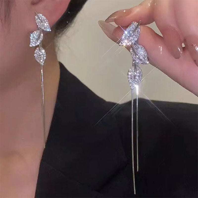 Elegante Diamant Blatt Quaste Ohrringe