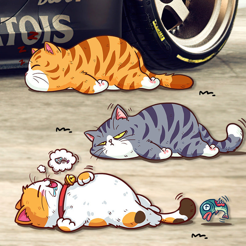 Kreativer Cartoon Katzen Motorrad Auto Aufkleber