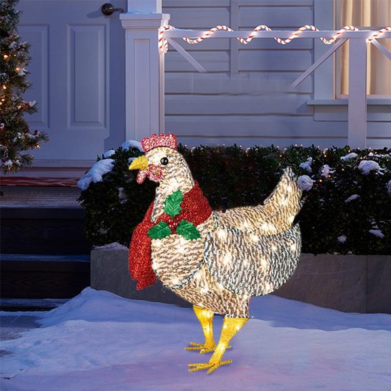 Stehaufe™  Weihnachtsdekoration>>Leuchtendes Huhn mit Schal