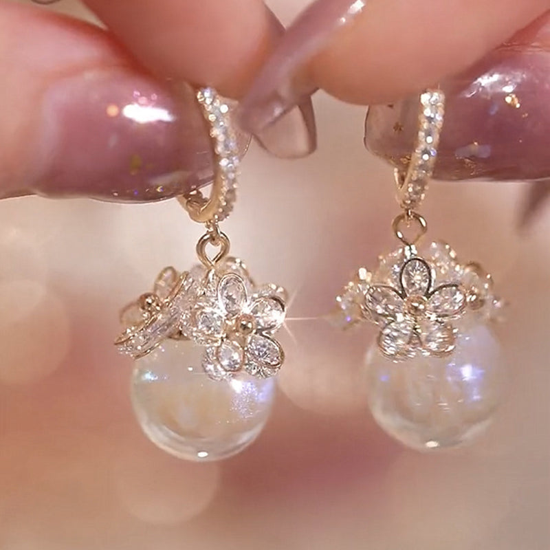 Elegante Perlen Blumen Ohrringe