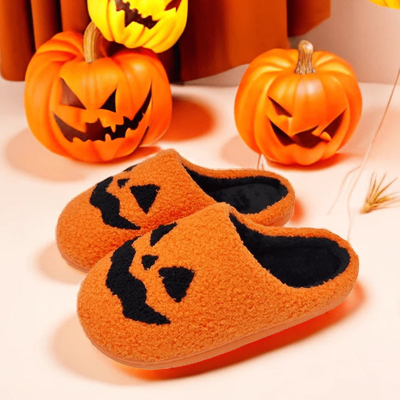 Halloween-Kürbis-Hausschuhe aus Baumwolle