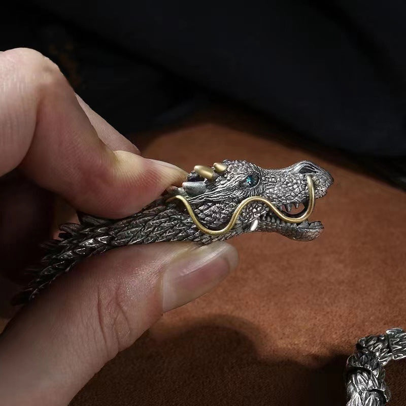 Silbernes handgefertigtes Drachenkettenarmband