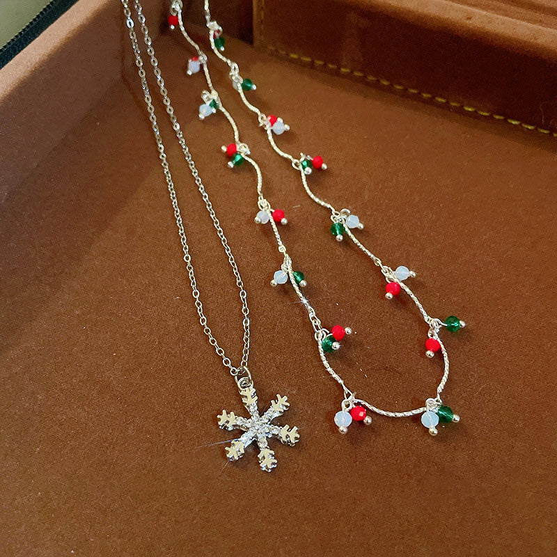 Weihnachten Bunte Doppelte Schneeflocke Halskette