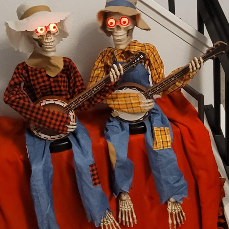 Lustige animierte Duell-Banjo-Skelette
